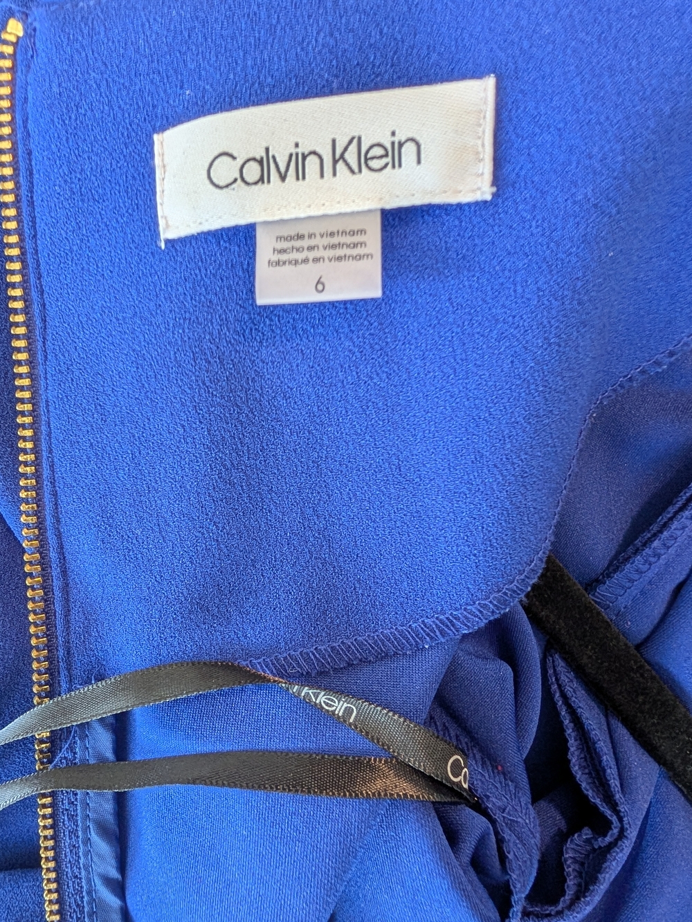 Calvin Klein Royal Blue Tulip Sleeve / Belted Jumpsuit - Picture 7 of 8